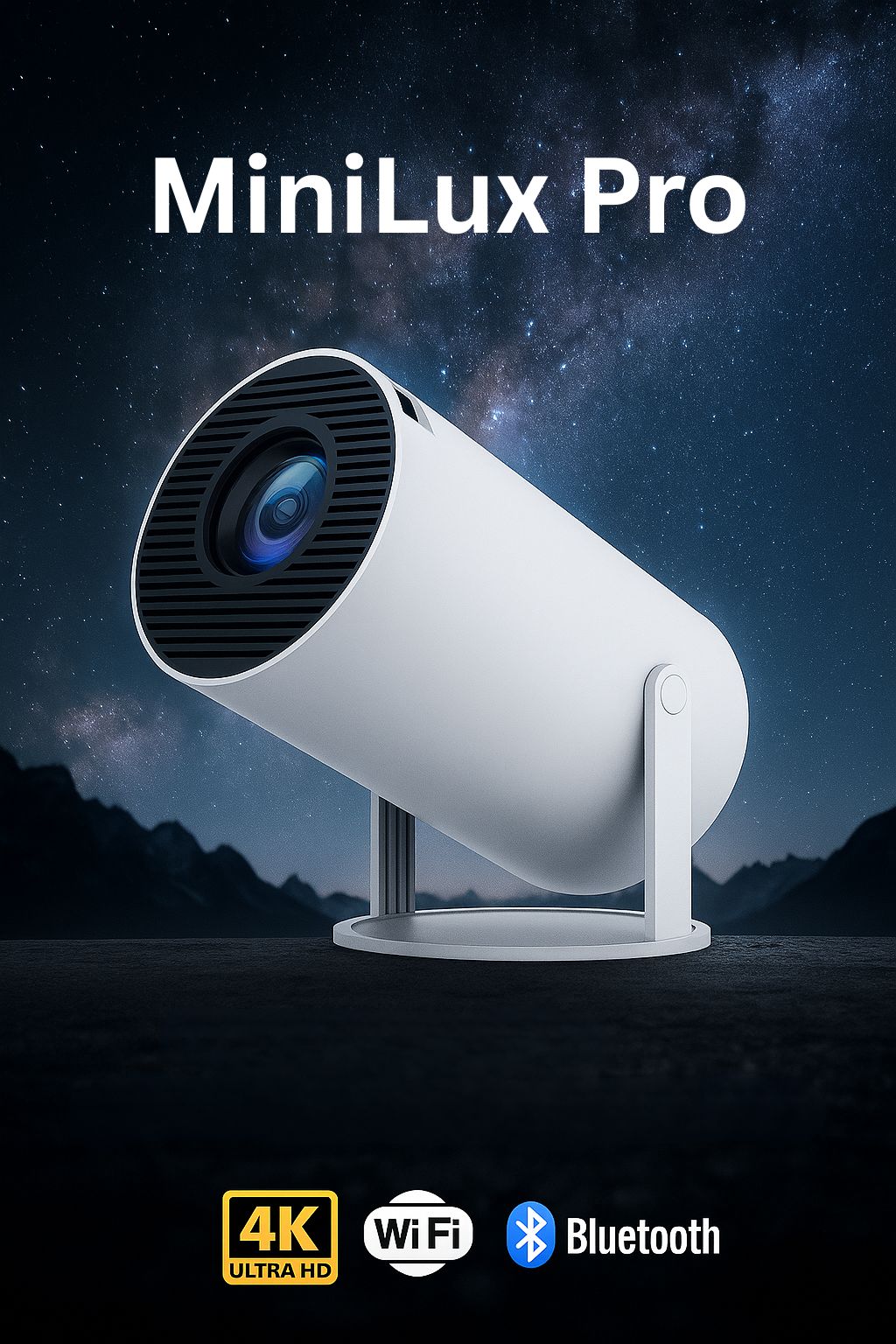 <tc>Minilux Pro - Smart Miniprojektor med Bluetooth og WiFi (2025 Model)</tc>