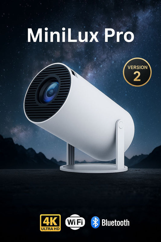 MiniLux Pro (Version 2) - Smart miniprojektor med Bluetooth og WiFi (2026-model)