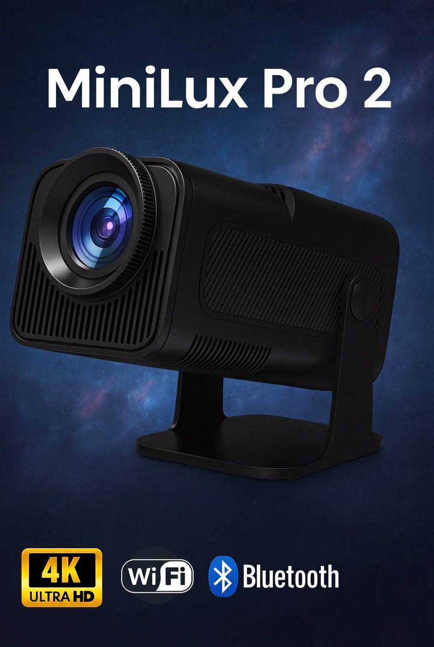 MiniLux Pro 2 - Smart miniprojektor med Bluetooth og WiFi, Sort (2026-model)