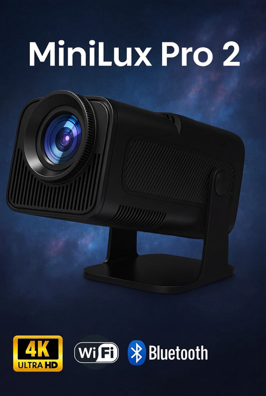 MiniLux Pro 2 - Smart miniprojektor med Bluetooth og WiFi, Sort (2026-model)